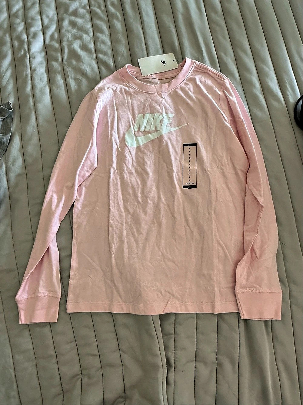Nike The Nike Tee Long Sleeve Logo Tee Pink Large NWT
